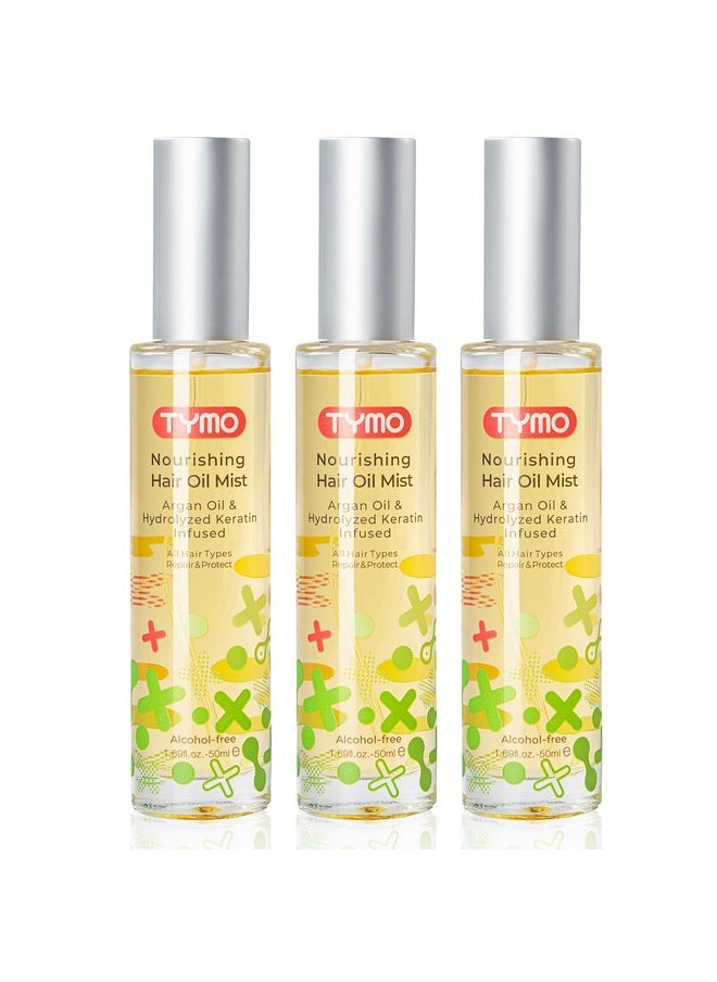 TYMO TYMO Argan Hair Oil Spray - Hydrating Veganic Natural 6 Blend Oil for Frizzy & Dry Hair, Organic Pure Formula, Daily Use Hair Treatment, Smooth Damaged Ends, Olive Oil & Vitamin E Infused, Pack of 3  - Image 1