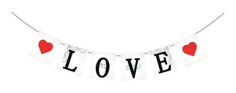 SYGA Combo Set of 13 Valentine's Party Photo Booth Props & Love Banner - Image 4
