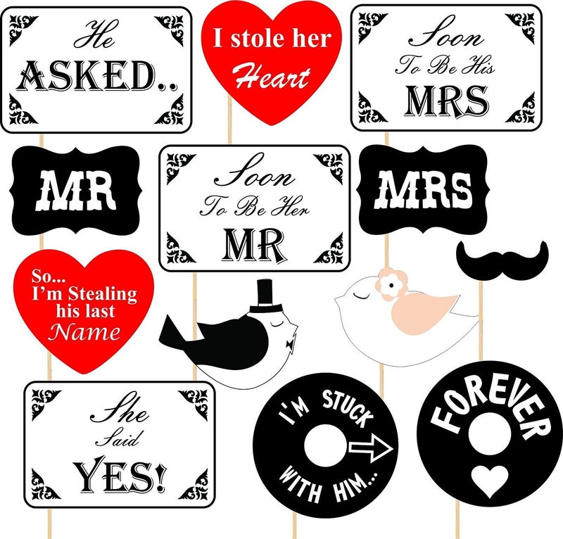 SYGA Combo Set of 13 Valentine's Party Photo Booth Props & Love Banner - Image 1