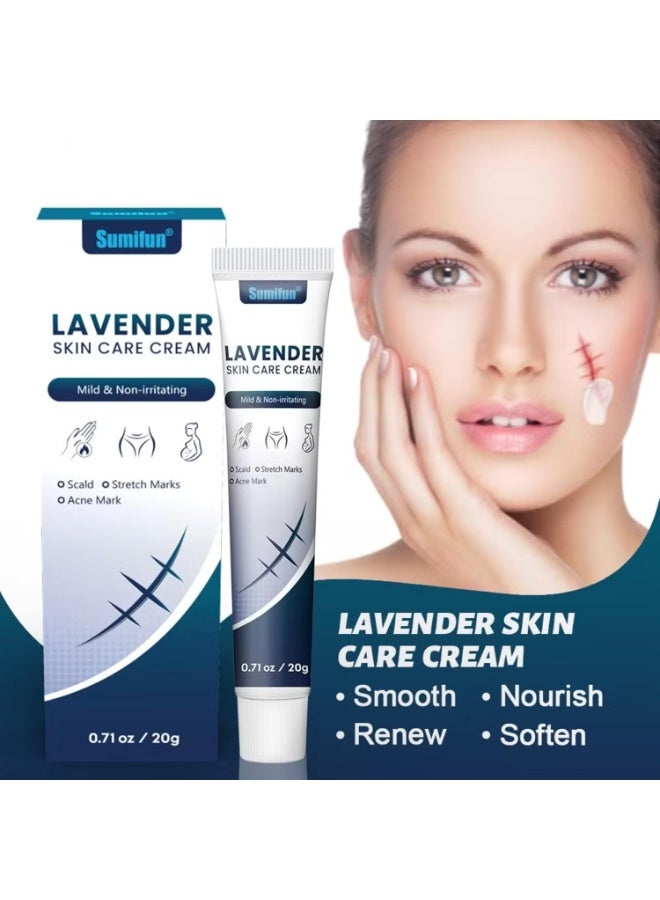 سوميفون كريم إزالة الندبات 20 جم ، كريم العناية بالبشرة من اللافندر ، كريمات إصلاح الندبات للحروق الحروق علامات التمدد ندبات حب الشباب والندبات القديمة تسريب اللافندر المهدئ لاستعادة الجلد - Image 3