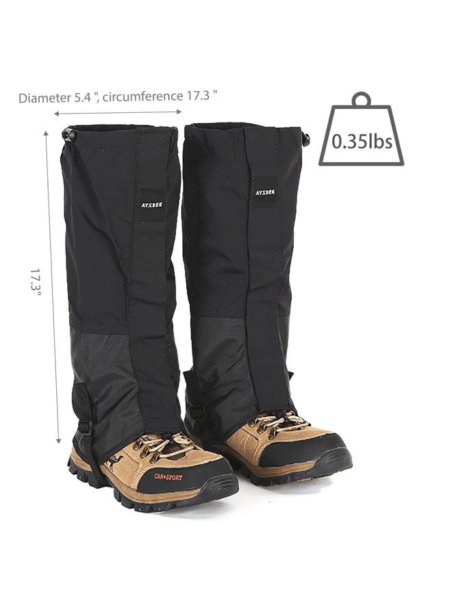 Wind Tour Winter Snow Gaiters for Hiking - Waterproof Ankle Covers for Snow Trekking, Skiing - Universal Fit Men Women (Black) - Image 2