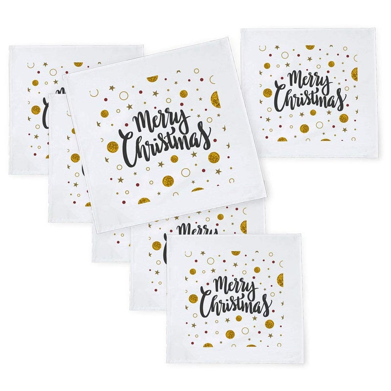 Khakee 6 Pcs Christmas Theme Tafta Silk Table Napkins 10x 10 for Xmas Decoration Christmas OrnamentsChristmas Gift npxmas274P - Image 1