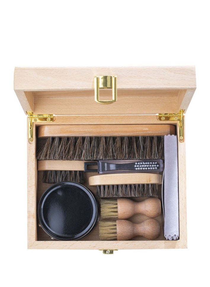 Generic Wool Shoe Brush Set Beech Shine Shoes Maintenance and Care Set Shoe Polish Polish  - Image 1