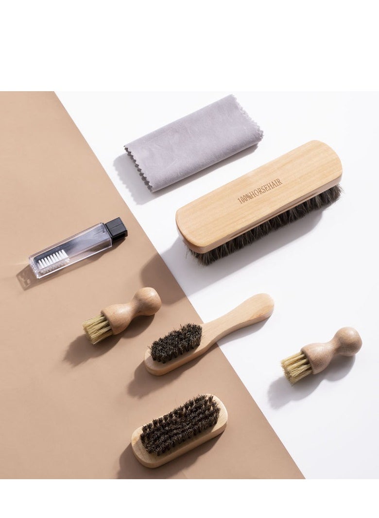 Generic Wool Shoe Brush Set Beech Shine Shoes Maintenance and Care Set Shoe Polish Polish  - Image 3