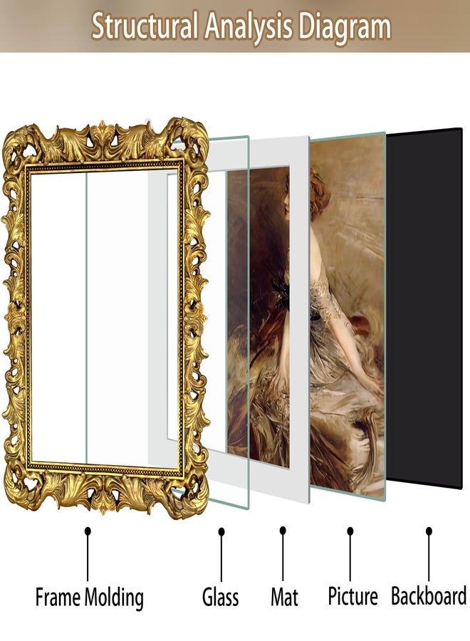 FJXMFRAME إطار صور ذهبي من FJXMFRAME مقاس 11x14 بوصة، بتصميم عتيق مزخرف على الطراز الباروكي، مناسب للتعليق على الحائط، يتسع لصور مقاس 11x14 بوصة أو صور مقاس 8x10 بوصة مع إطار داخلي. - Image 3