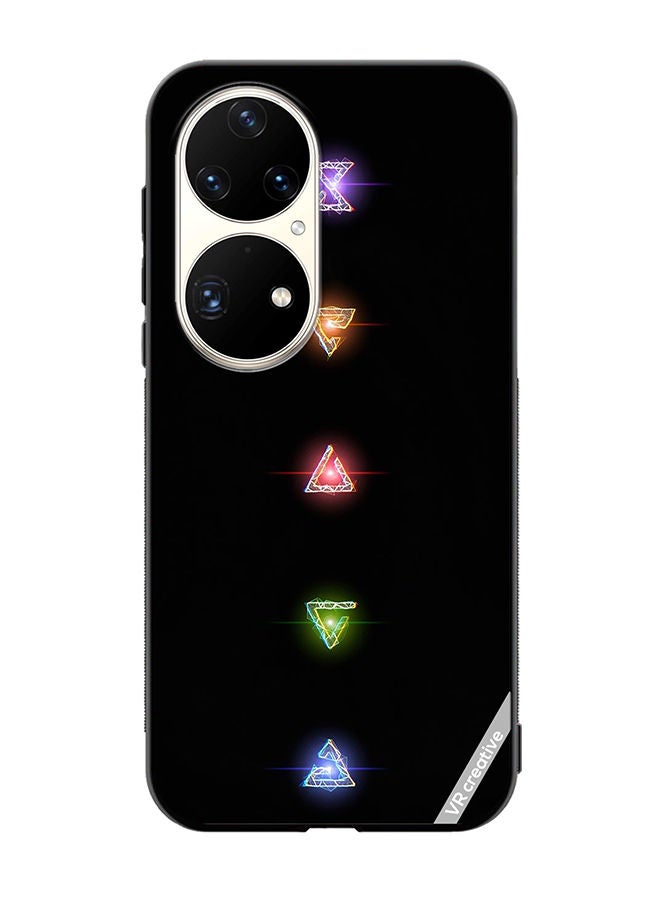 VR CREATIVE Protective Case Cover For Huawei P50 Pro Neon Loghts Diamond Shapes Design Multicolour - Image 1