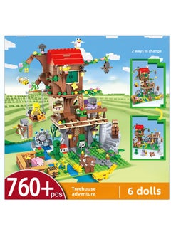 Compatible Lego Style Village House Cave Ender Dragon Kids Toy 7668 Tree House Adventure [760 Granular Gift Boxes]]