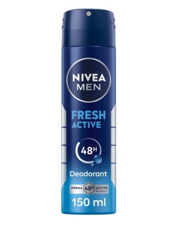 نيفيا بخاخ مزيل عرق للرجال NIVEA Fresh Active 150 مل عبوة من 2 – حماية من الروائح حتى 48 ساعة بتركيبة Infini Fresh وانتعاش يدوم طويلاً - Image 2