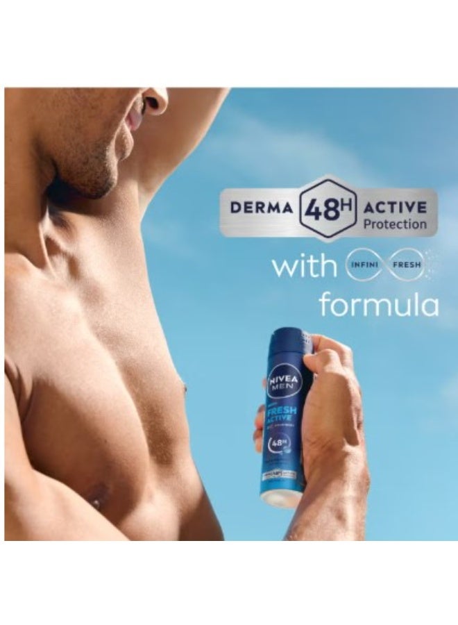 نيفيا بخاخ مزيل عرق للرجال NIVEA Fresh Active 150 مل عبوة من 2 – حماية من الروائح حتى 48 ساعة بتركيبة Infini Fresh وانتعاش يدوم طويلاً - Image 5