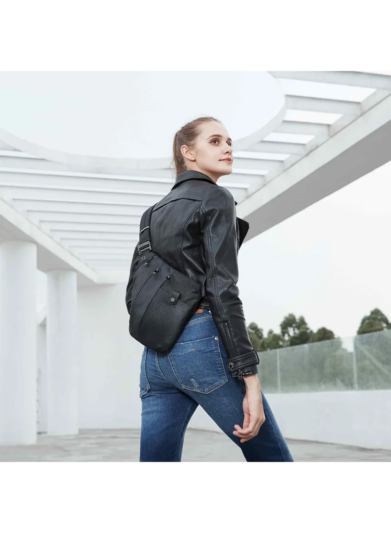 Arctic Hunter Water Resistant Side Bag for Men and Women Durable Small Shoulder bag with Built in Earphone Jack for Outdoor Travel Business and Daily Use, XB00041, Black