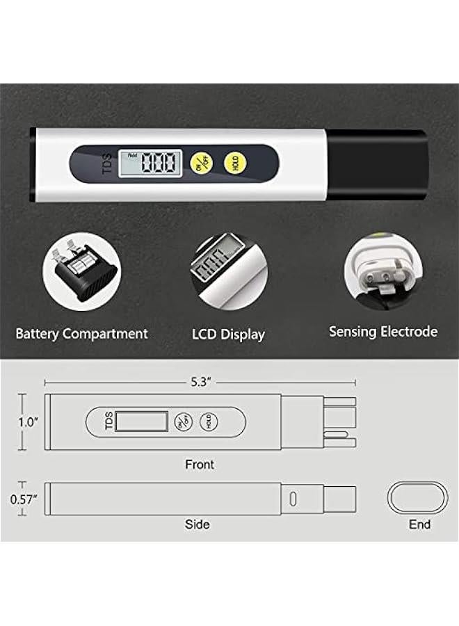 TDS Meter Digital Water Quality Tester for RO-RODI System Drinking Water, Aquariums, Hydroponics, 0-9990 ppm Measuring Range, 1 ppm Increments, 2% Readout Accuracy - Image 4
