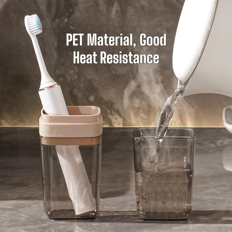 iSTAR Unisex Plastic 2 in 1 Travel Toothbrush Case With Wash Cup | Transparent Portable Tongue Cleaner, Toothpaste Holder Storage Box for Bathroom, School, Camping and Business Trip (White, Pack of 1) - Image 5