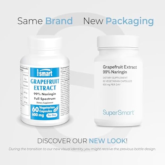 Supersmart - Grapefruit Extract 600mg per Day (99% Naringin) - High Potency GSE Supplement | Non-GMO & Gluten Free - 60 Vegetarian Capsules - Image 2