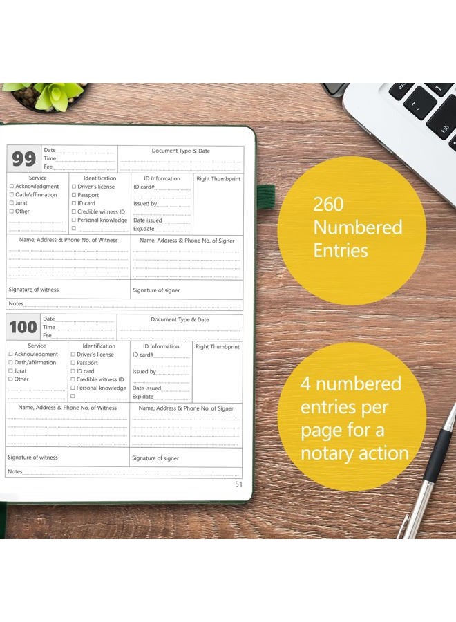 Homlive Notary Journal Log Book, 7”x10" Notary Book, Notary Log Book Notary Public Journal for Notarial Acts, Hardcover Notary Journal, 120gsm Thick Paper, 136 Numbered Pages, Purple - Image 3