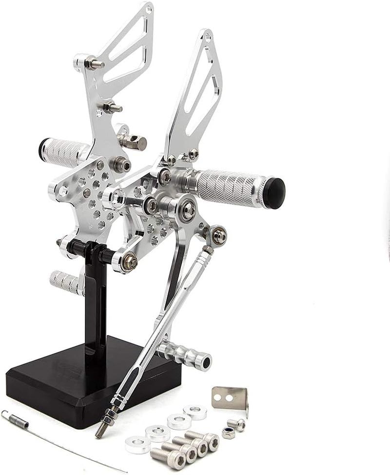 PROCNC Motorcycle Aluminum Rearsets Foot pegs Rear sets Footrest Fit for Suzuki GSXR1000 2000 2001 2002 2003 2004 GSXR750 1996-2005 SV650/SV650S SV1000/S 1998-2014 GSX600 2000-2005 (Sliver) - Image 3
