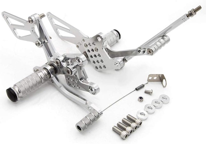 PROCNC Motorcycle Aluminum Rearsets Foot pegs Rear sets Footrest Fit for Suzuki GSXR1000 2000 2001 2002 2003 2004 GSXR750 1996-2005 SV650/SV650S SV1000/S 1998-2014 GSX600 2000-2005 (Sliver) - Image 4