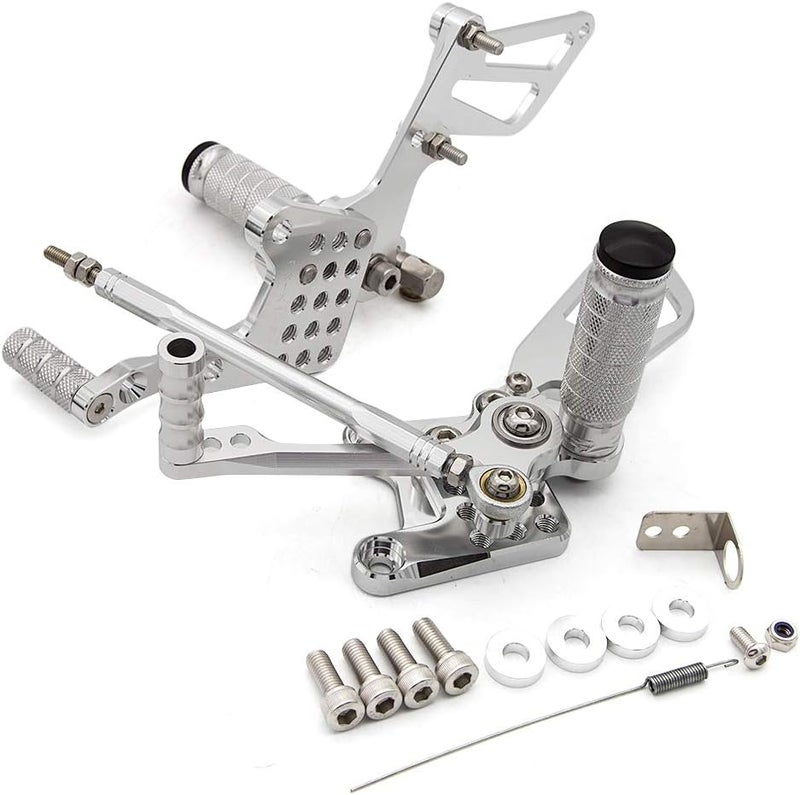 PROCNC Motorcycle Aluminum Rearsets Foot pegs Rear sets Footrest Fit for Suzuki GSXR1000 2000 2001 2002 2003 2004 GSXR750 1996-2005 SV650/SV650S SV1000/S 1998-2014 GSX600 2000-2005 (Sliver) - Image 5