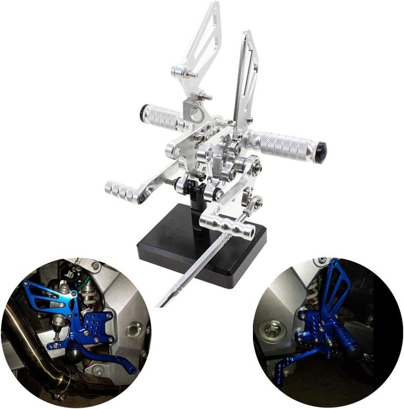PROCNC Motorcycle Aluminum Rearsets Foot pegs Rear sets Footrest Fit for Suzuki GSXR1000 2000 2001 2002 2003 2004 GSXR750 1996-2005 SV650/SV650S SV1000/S 1998-2014 GSX600 2000-2005 (Sliver) - Image 1