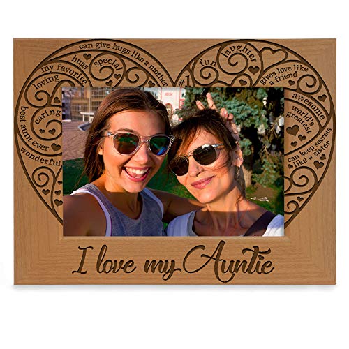 KATE POSH I Love my Auntie Picture Frame, Best Aunt Ever, Engraved Natural Wood Picture Frame (5x7 - Horizontal) - Image 1
