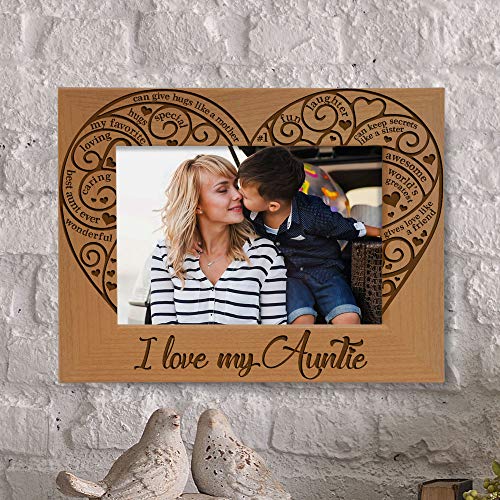 KATE POSH I Love my Auntie Picture Frame, Best Aunt Ever, Engraved Natural Wood Picture Frame (5x7 - Horizontal) - Image 4