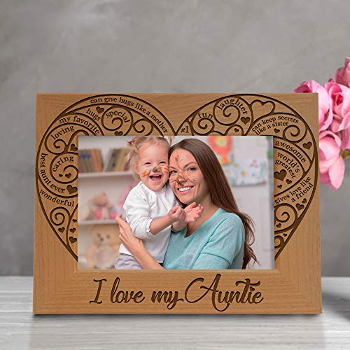 KATE POSH I Love my Auntie Picture Frame, Best Aunt Ever, Engraved Natural Wood Picture Frame (5x7 - Horizontal) - Image 5