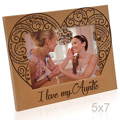 KATE POSH I Love my Auntie Picture Frame, Best Aunt Ever, Engraved Natural Wood Picture Frame (5x7 - Horizontal) - Image 3