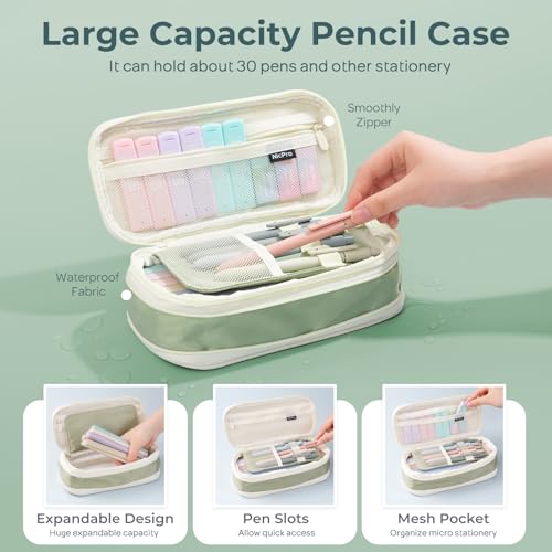 Nicpro 39 PCS Aesthetic School Supplies with Cute Pencil Case 12 Color Pastel Highlighters 5 Quick Dry Retractable Black Ink Pens 6 Pastel Mechanical Pencil 05 07 mm for Student Stationary - Image 3