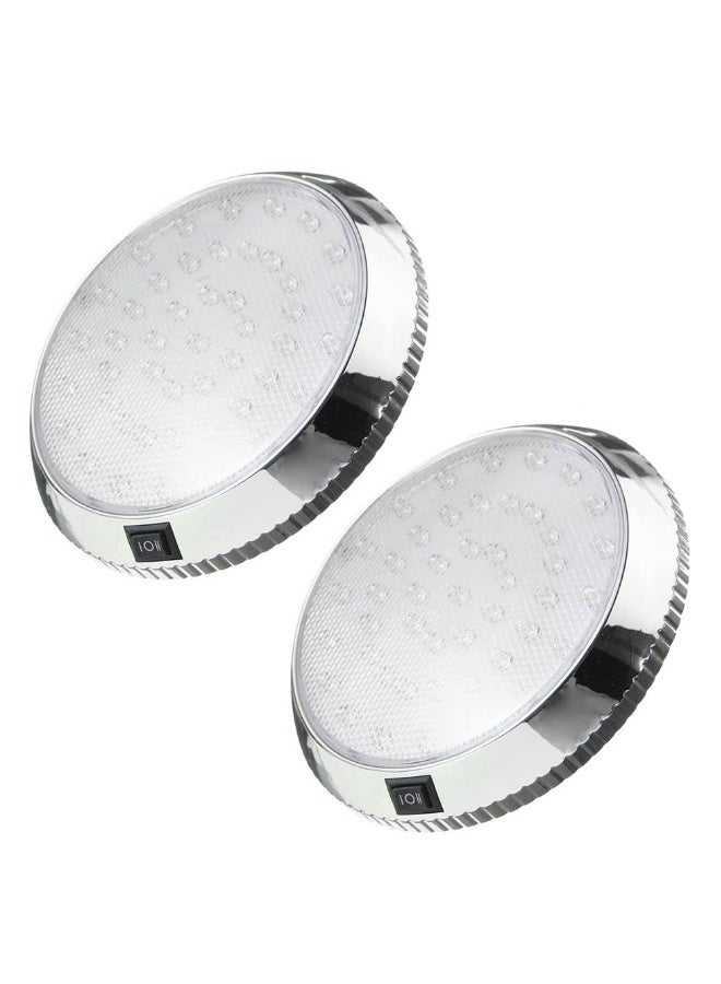 RV Interior Light, 2 Pcs LED Ceiling Dome Light with 46 LED, DC 12V Downlight for Campervan, Motorhome, Vehicle, Boat, Trailer, Marine -Round White - Image 1