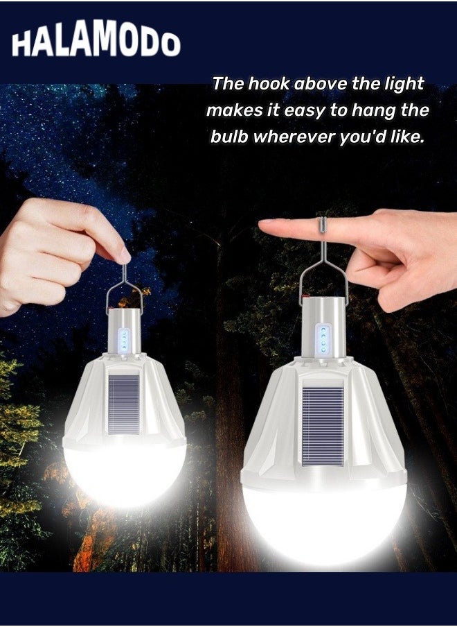 HALAMODO Solar Light Bulbs with Solar Panel & Hook Waterproof  Camping Lamps with Built-in Lithium Batteries for Outdoor Night Emergency Use Bulbs for Home & Chicken Coop & Hiking (7W)  - Image 3