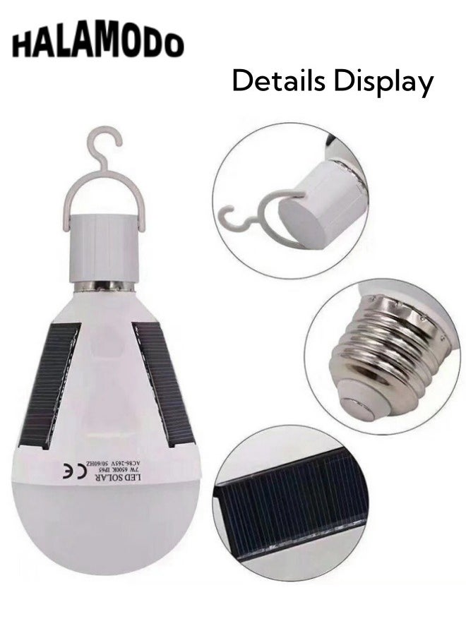 HALAMODO Solar Light Bulbs with Solar Panel & Hook Waterproof  Camping Lamps with Built-in Lithium Batteries for Outdoor Night Emergency Use Bulbs for Home & Chicken Coop & Hiking (7W)  - Image 4