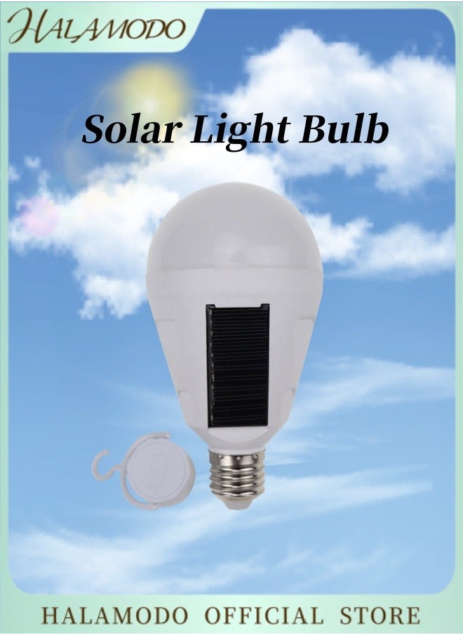 HALAMODO Solar Light Bulbs with Solar Panel & Hook Waterproof  Camping Lamps with Built-in Lithium Batteries for Outdoor Night Emergency Use Bulbs for Home & Chicken Coop & Hiking (7W)  - Image 1