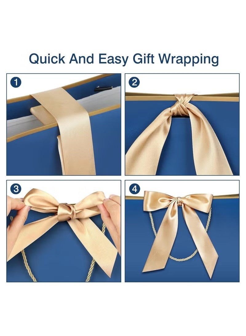 2 Pcs Blue Large Gift Bags, Paper Bags with Ribbon, Greeting Cards and Tissue Paper, Portable Party Bags with Handles, Birthday Gift Bags, Present Bags for Wedding Party, Party Supplies（32*25*11cm） - Image 2