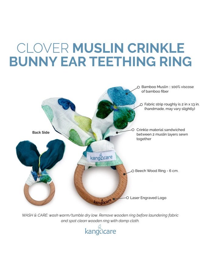 Baby Soft Muslin Sensory Crinkle Bunny Ear Wood Teething Ring - Clover Leaf - pzsku/Z6FBD9A9D60B6A50FC34DZ/45/_/1735214336/b05d08cf-a1bb-4070-aff7-2eff562dea52