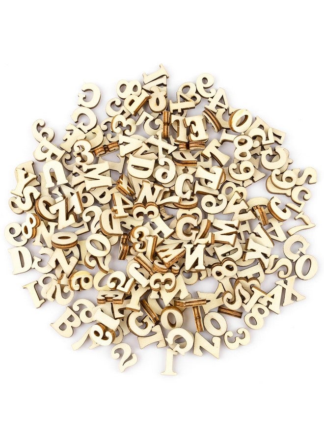 AUEAR، 200 عبوة حروف وأرقام خشبية صغيرة عشوائية للحرف اليدوية لعرض زينة حفلات الزفاف 15 مم - Image 1
