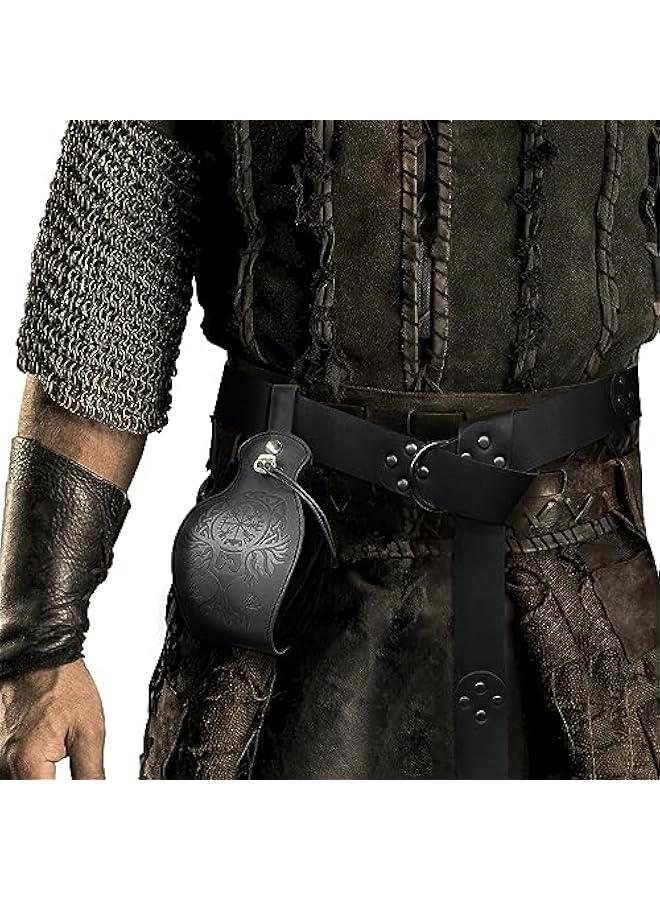 Generic Medieval O Ring Belt with Portable Drawstring Pouch, Retro Renaissance Faux Leather Belt and Purse Set for LARP - Image 2