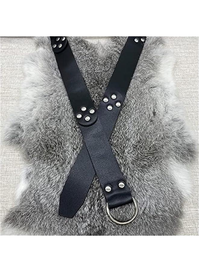 Generic Medieval O Ring Belt with Portable Drawstring Pouch, Retro Renaissance Faux Leather Belt and Purse Set for LARP - Image 5