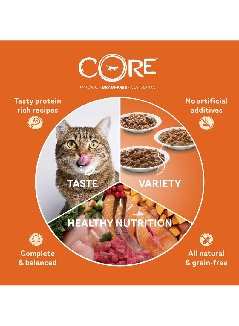 ويلنس كور طعام قطط رطب للقطط البالغة علبة مكونة من 6 قطع بوزن 85 جرام 3x دجاج مع كبد الدجاج 3x دجاج مع سالمون - طعام قطط خالي من الحبوب - اكل قطط غني بالبروتين للقطط البالغة - Image 4