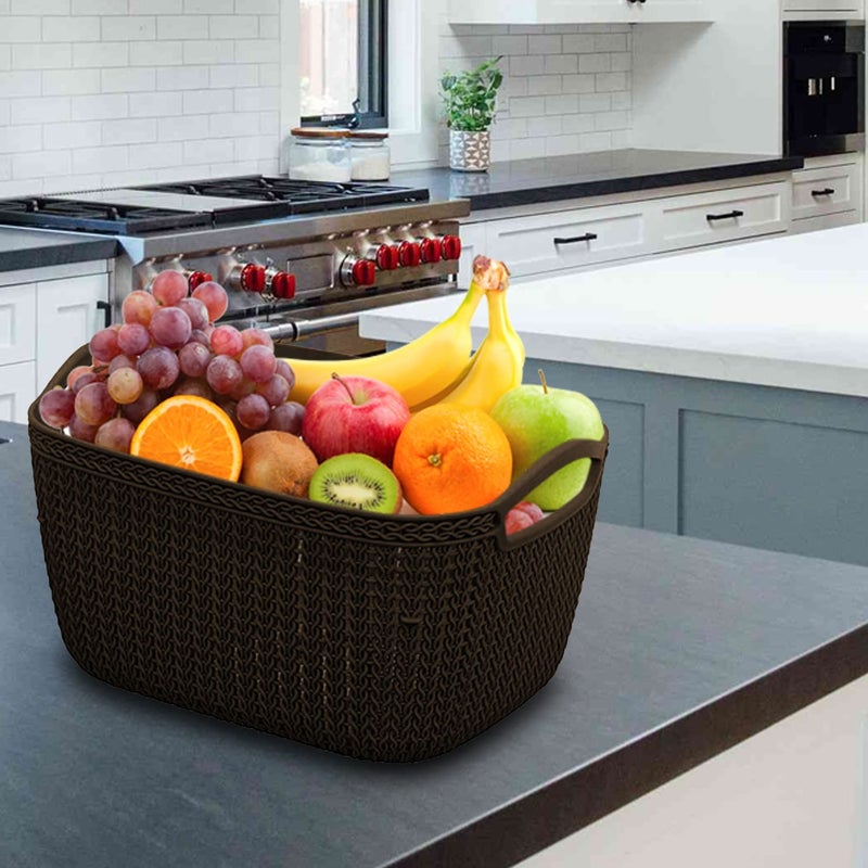 Kuber Industries Heart Home Q6 Multiuses Designer Unbreakable Plastic Storage BasketOrganizerBin For Home Kitchen Bathroom Office Use Pack of 2 Brown50HH01675  - Image 4