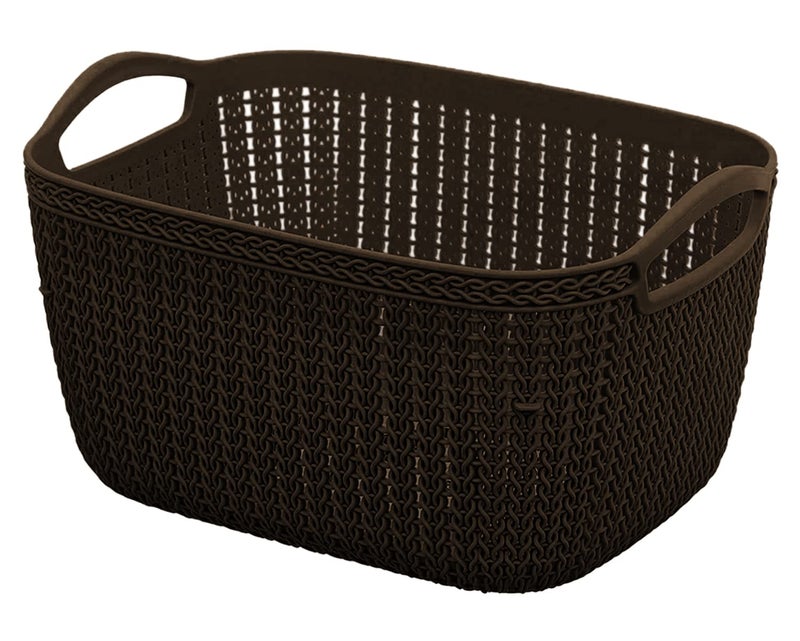 Kuber Industries Heart Home Q6 Multiuses Designer Unbreakable Plastic Storage BasketOrganizerBin For Home Kitchen Bathroom Office Use Pack of 2 Brown50HH01675  - Image 2