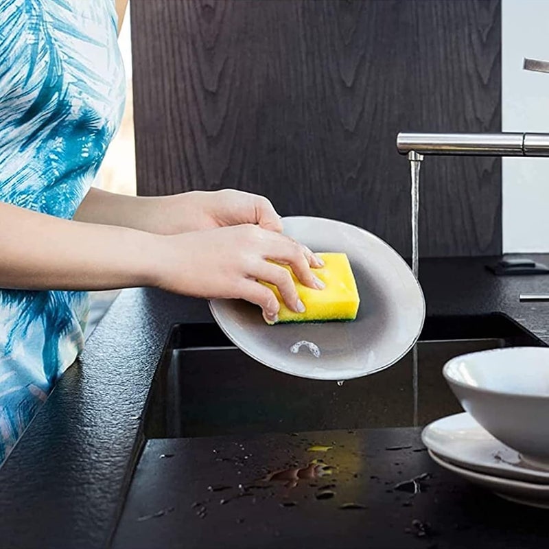sulfar Tip Top Dish Washing Medium Foam Sponge Scourer Promo 3 Pcs, Long-Lasting and Durable, Sensitive Surfaces, Yellow & Green, (3 Pcs Per Pack) - Image 3