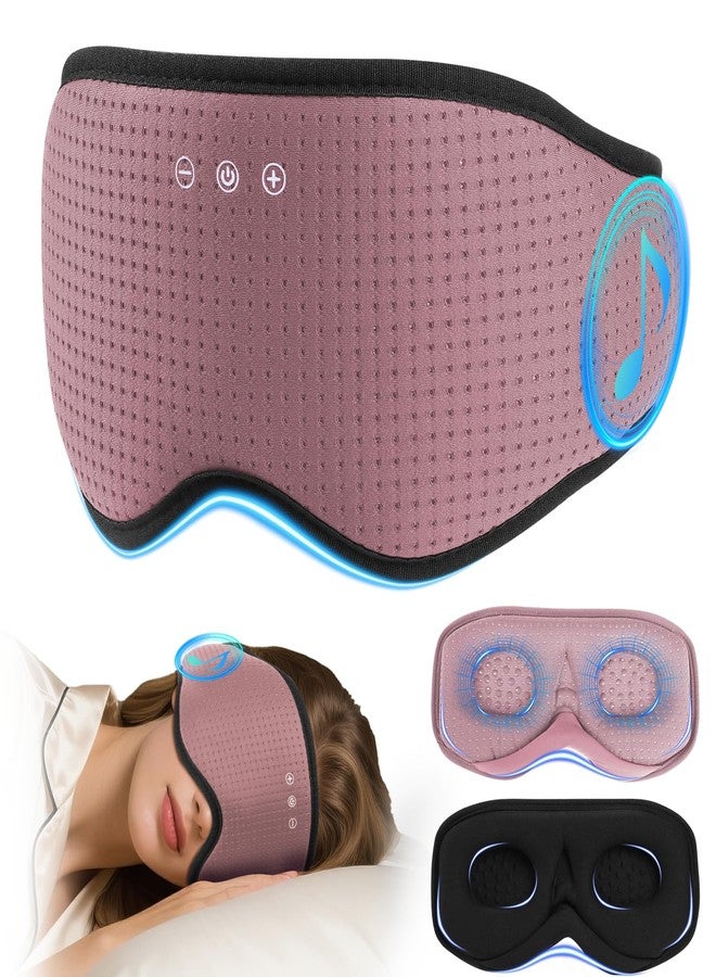 ZHENYEMEI Sleep Mask with Bluetooth 5.4 Headphones, Removable 3D Eye Cups, Timing Sleeping Headphones for Side Sleepers, Wireless Music Eye Mask Speakers for Men, Women, Tech Gifts, Pink - Image 1