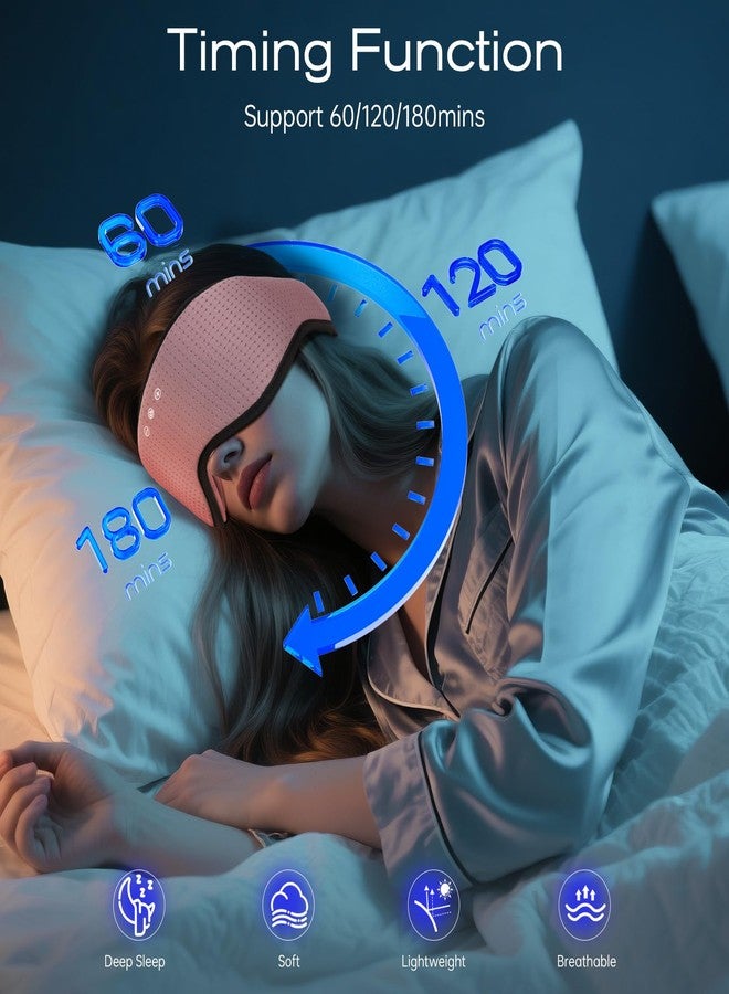 ZHENYEMEI Sleep Mask with Bluetooth 5.4 Headphones, Removable 3D Eye Cups, Timing Sleeping Headphones for Side Sleepers, Wireless Music Eye Mask Speakers for Men, Women, Tech Gifts, Pink - Image 5