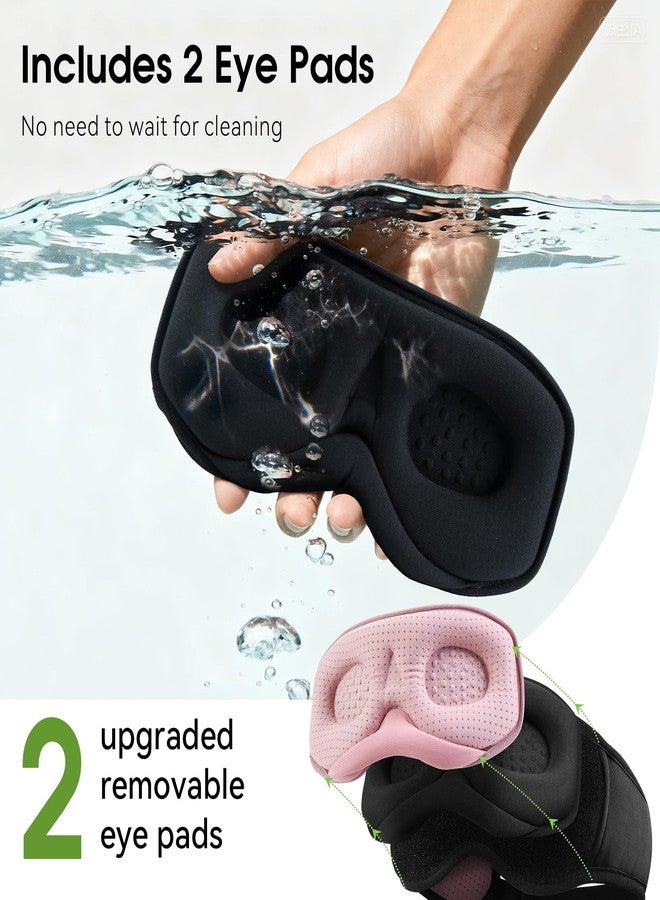 ZHENYEMEI Sleep Mask with Bluetooth 5.4 Headphones, Removable 3D Eye Cups, Timing Sleeping Headphones for Side Sleepers, Wireless Music Eye Mask Speakers for Men, Women, Tech Gifts, Pink - Image 2