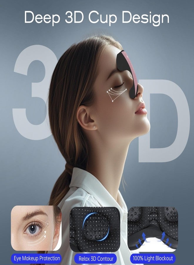 ZHENYEMEI Sleep Mask with Bluetooth 5.4 Headphones, Removable 3D Eye Cups, Timing Sleeping Headphones for Side Sleepers, Wireless Music Eye Mask Speakers for Men, Women, Tech Gifts, Pink - Image 3