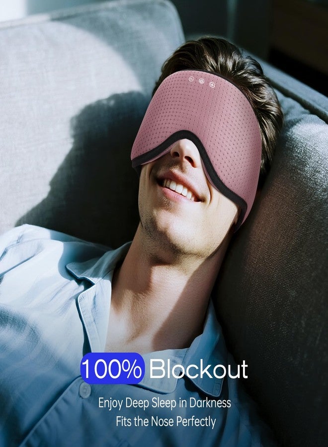 ZHENYEMEI Sleep Mask with Bluetooth 5.4 Headphones, Removable 3D Eye Cups, Timing Sleeping Headphones for Side Sleepers, Wireless Music Eye Mask Speakers for Men, Women, Tech Gifts, Pink - Image 4