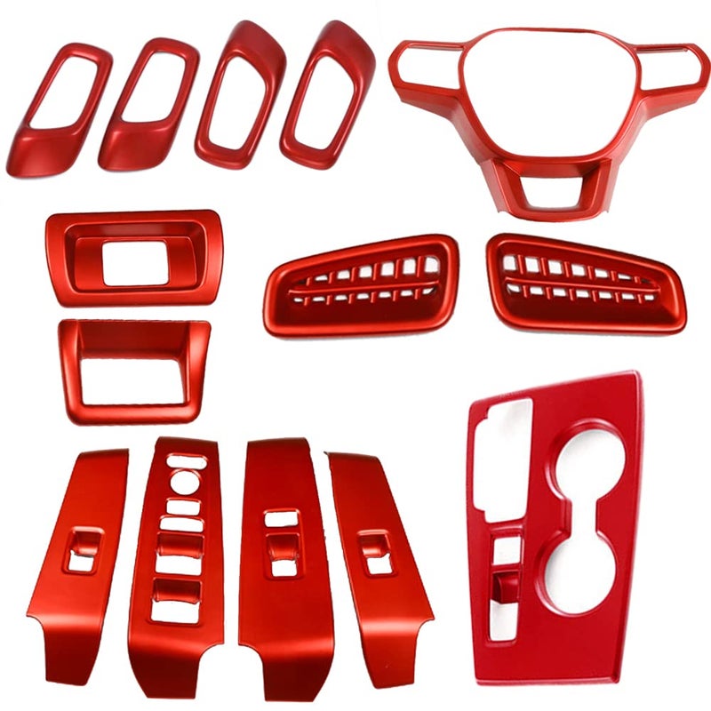 XITER 14PCS Red Full Set of Car Interiors Center Console Moulding Trim Steering Wheel Cover Air Outlet Trims Inner Door Bowl Cover Window Switch Decoration for 11th Gen Honda Civic 2022-2026 - Image 1