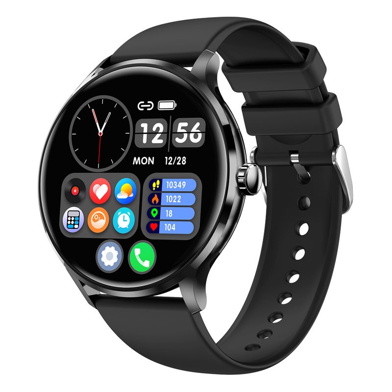 QS80 Ultra-Thin Metal Smartwatch with Health Monitoring Black + Black