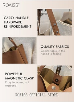 roaiss Women's Large-Capacity Bag All-Match Commuter Shoulder Bag Student Tote Bag Retro Texture  - Image 4