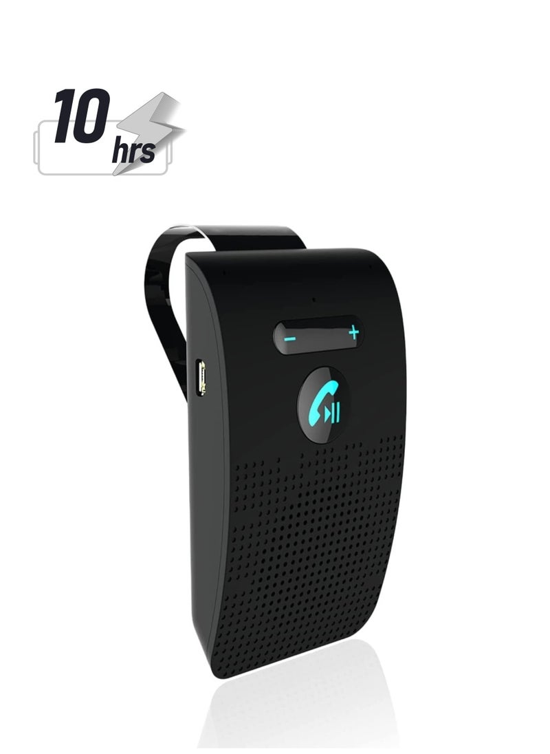 Car Bluetooth Handsfree Speakerphone, Car Voice Guidance Bluetooth 5.0 Receiver with Back Clip, Auto Power On Off, Black