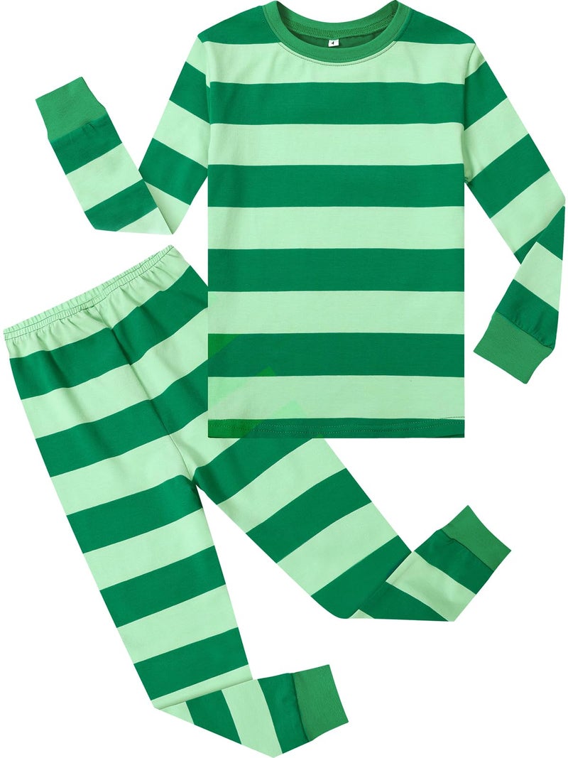 AJ DESIGN Green Striped St Patricks Day Pajamas Toddler Easter Pjs Kids Boys Girls for Hollween Christmas 12 Years